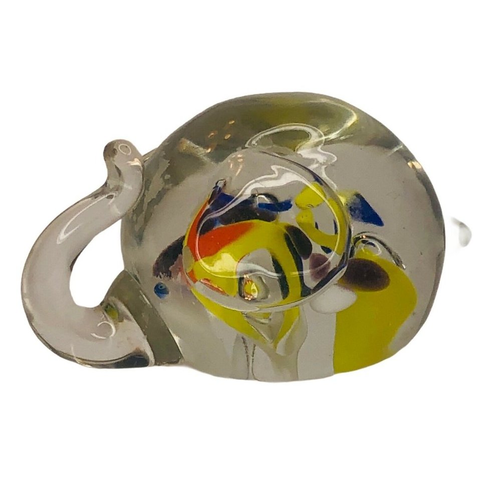 Art Glass Round Elephant Paper Weight